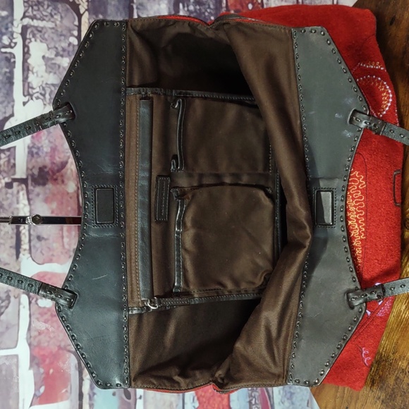 Antonio Melani Embroidered Wool/Leather Tote Bag - Picture 10 of 12